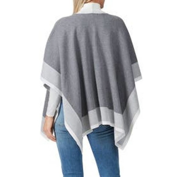 Rachel Roy Collection Gray Combo Colorblock Open Short Sleeve Shawl Size Large - Picture 2 of 11
